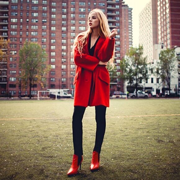 Yoana Baraschi wool Button Front Modern Icona Diva Coat Red Size Small - Picture 2 of 13